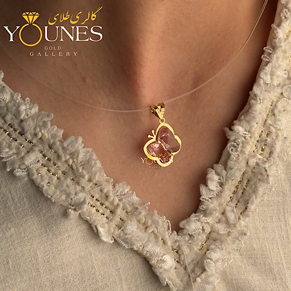 آویز سواروسکی پروانه صورتی طلا